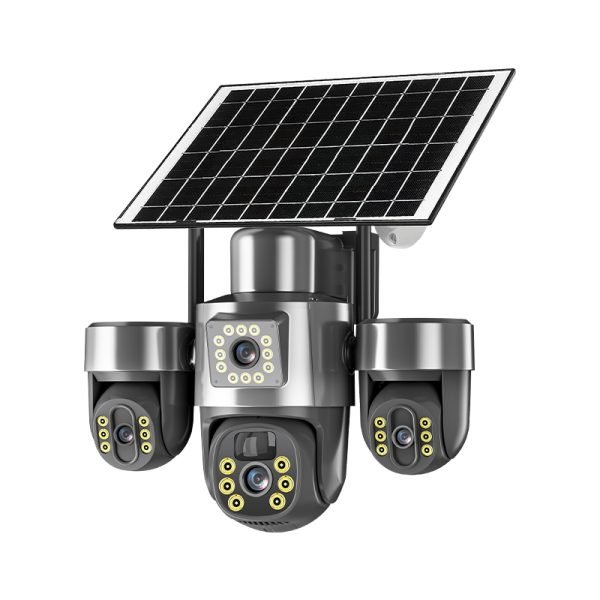 Triple-Lens Solar PTZ Security Camera