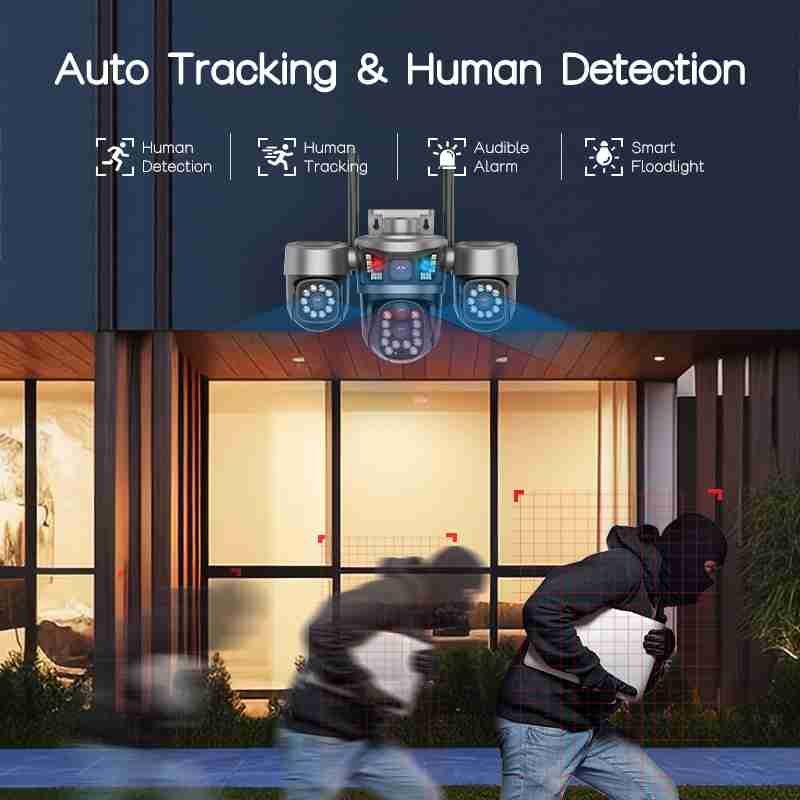 5-Lens Solar PTZ Security Camera