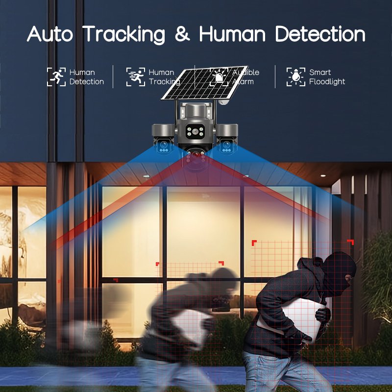 Zero Electricity Cost Solar PTZ Camera with Night Vision