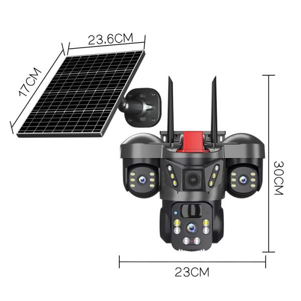 Triple-Lens Solar CCTV with IP66 Waterproof