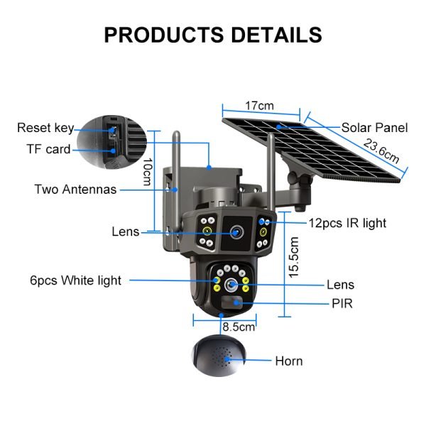 Dual-Lens Solar Surveillance Camera – Easy DIY Installation for Backyard Security