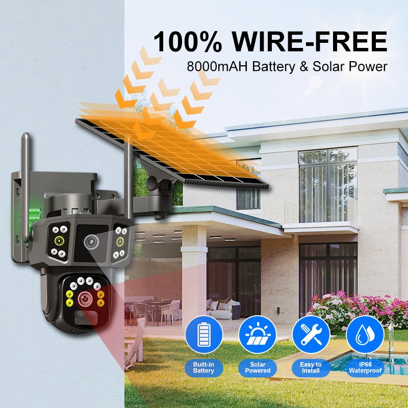 Two-Way Audio Solar Camera – 0 Electricity Cost Monitoring System with Night Vision
