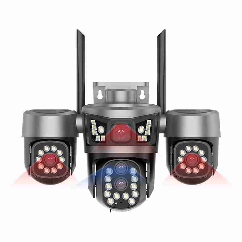 5-lens solar PTZ camera with 4-screens for farm monitoring
