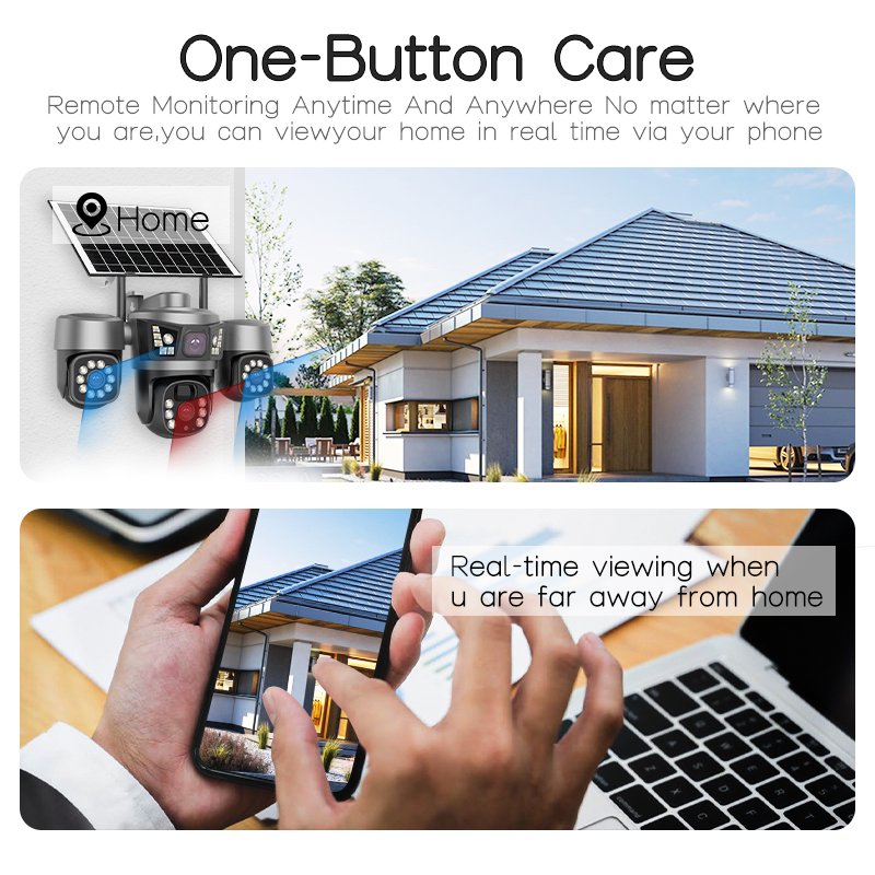 how to install 3 lens solar PTZ security camera for yard