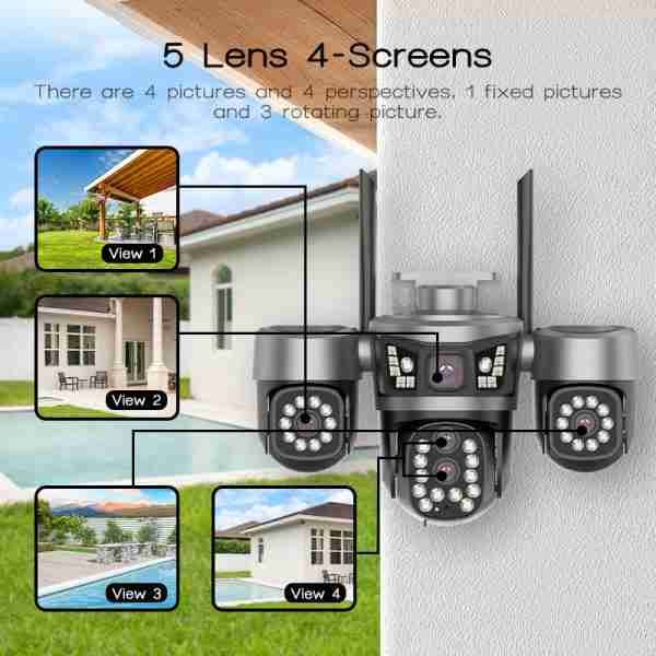 5-Lens Solar PTZ Security Camera