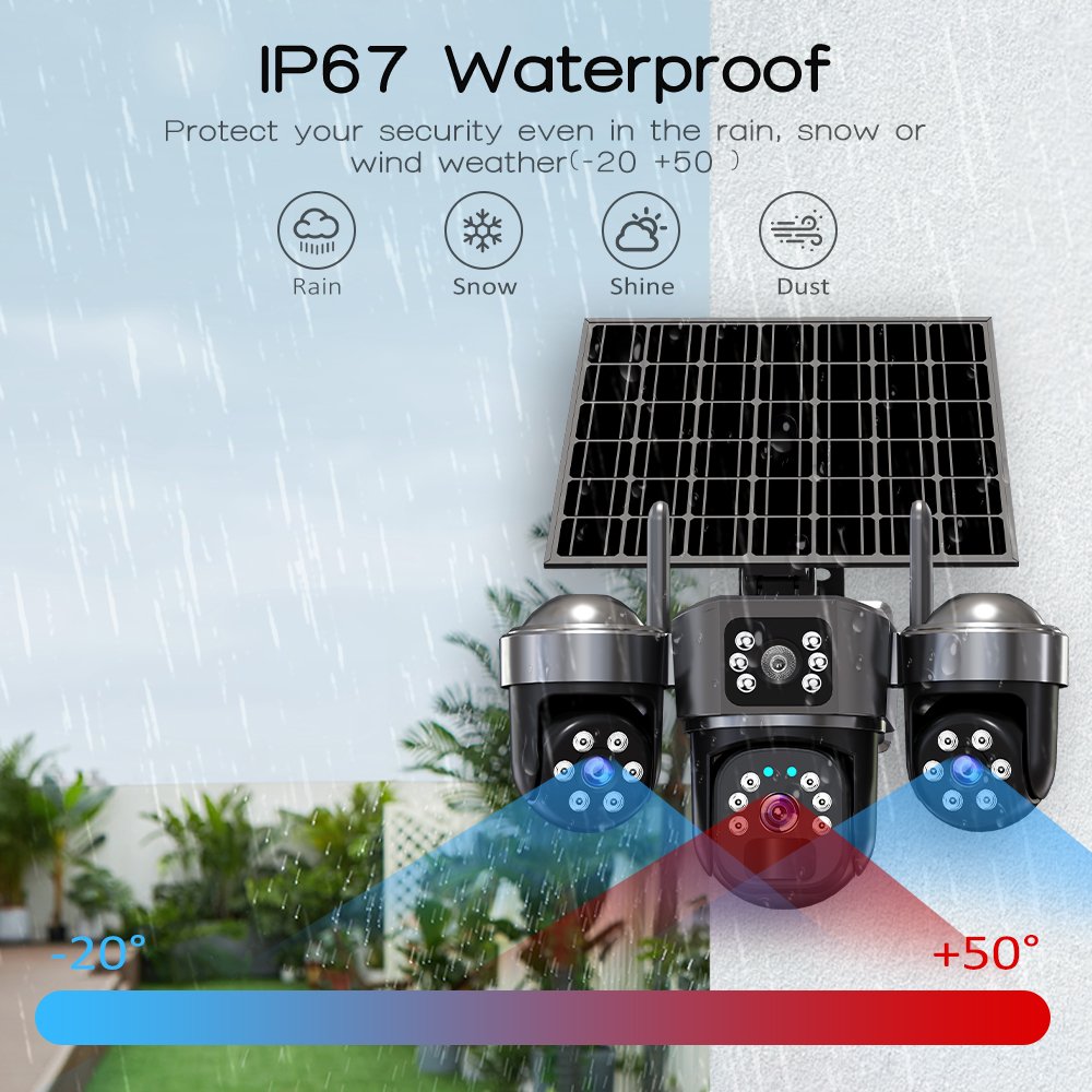 Zero-electricity solar security camera with 355° full coverage