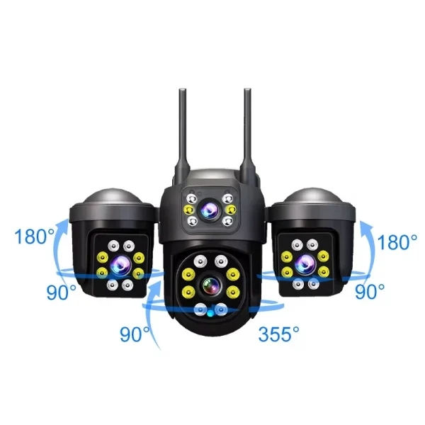 Triple Lens Outdoor Wireless CCTV Camera