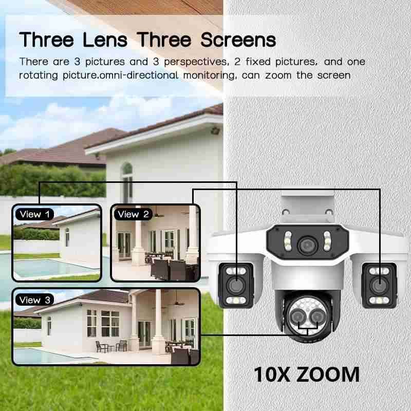 Quad Lens Triple Screen Security Monitoring Camera