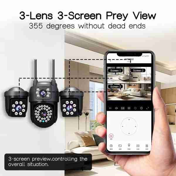3 Lens PTZ 4g Security Camera 6MP