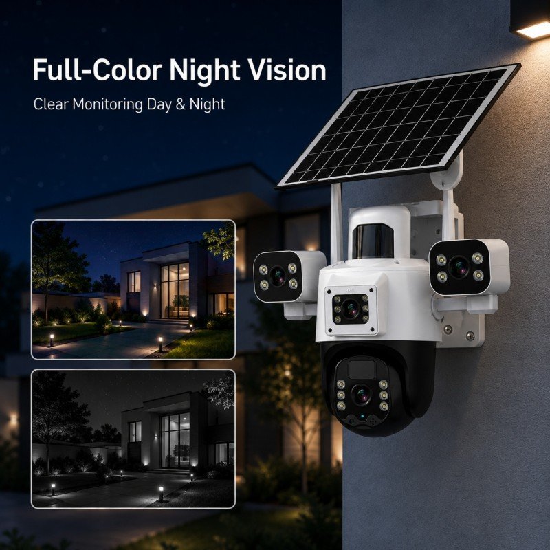 Full Color Night Vision Solar PTZ Security Camera