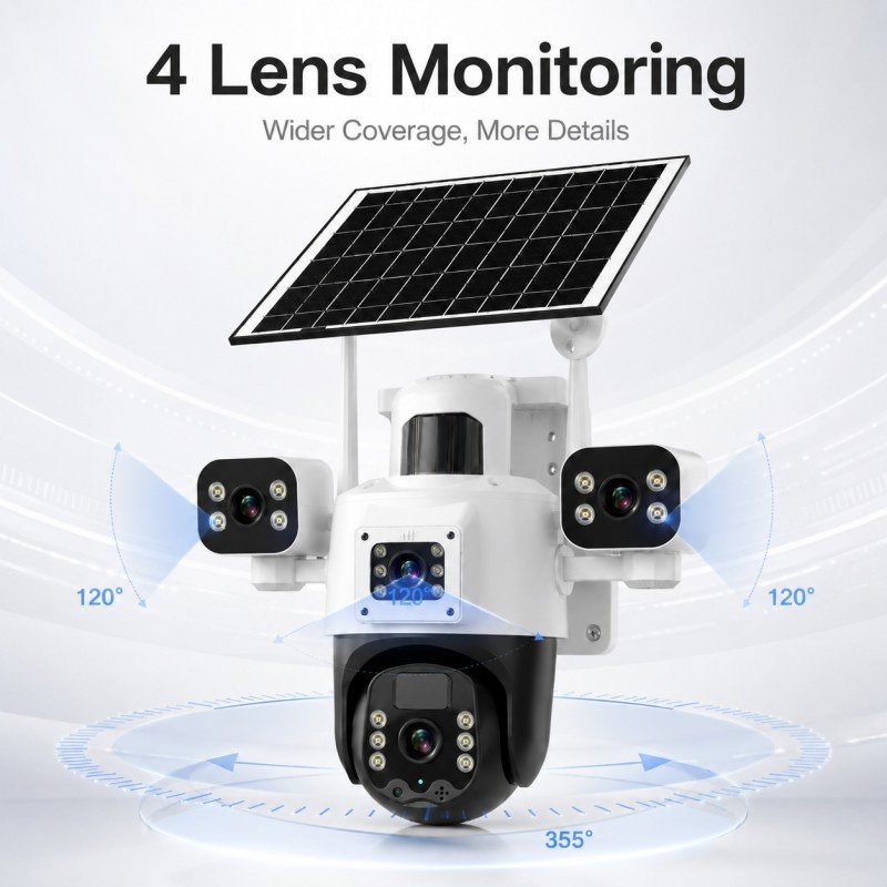 4 Lens Solar Security Camera Multi Angle Product View
