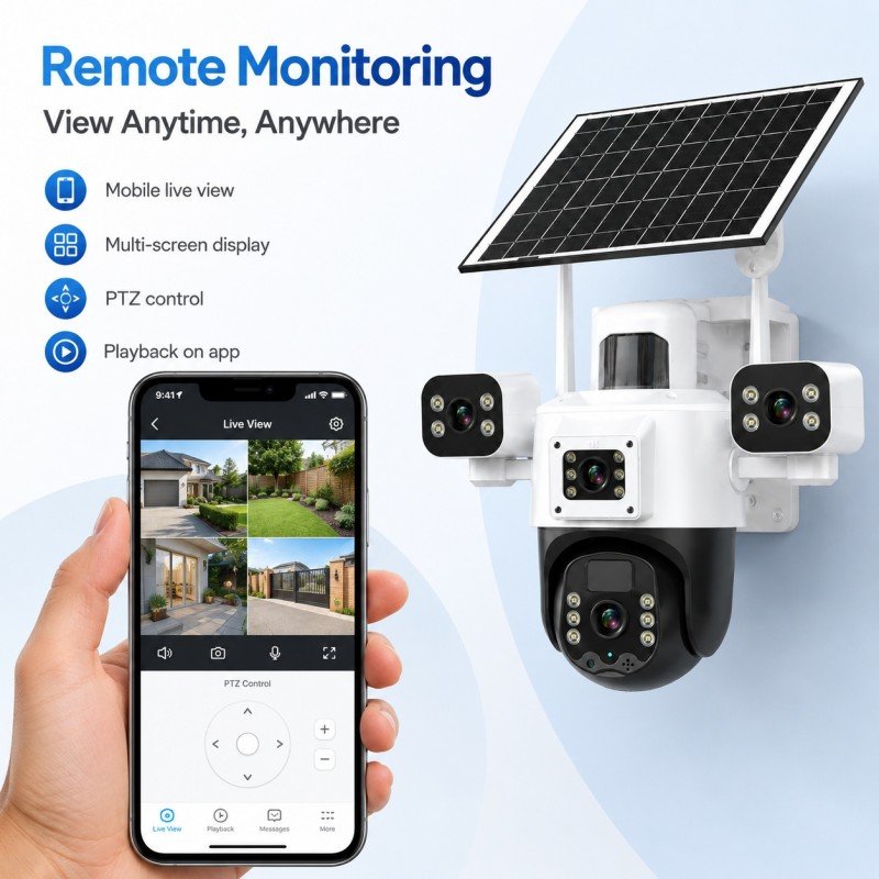 Solar Powered Outdoor Security Camera No Wiring Required